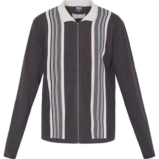 Everlast® Retro Stripe Zip Polo Knit Brown