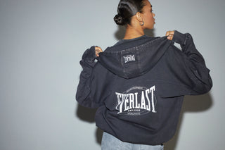 Everlast® EVERLAST WASHED OVERSIZED SWEAT CARDIGAN Hoodie Black