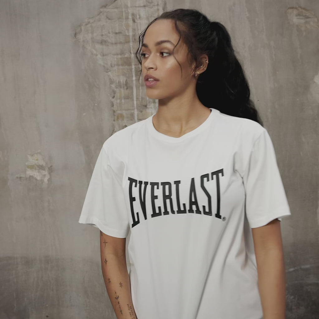 Everlast® EVERLAST Womens SS Oversized Iconic Logo Cotton Stretch Tee T-shirt White